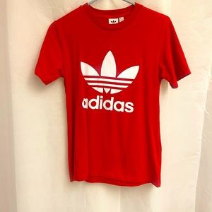 Red Adidas trefoil tee. Worn only once. Make me an offer!